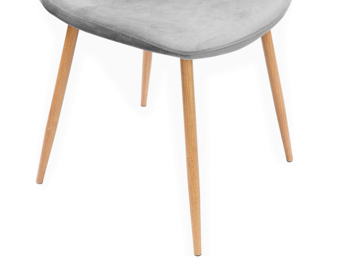 STUHL-SET Velours Grau  - Eichefarben/Grau, Design, Textil/Metall (44/87/51cm) - MID.YOU