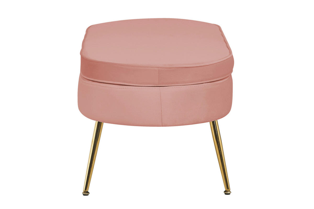 HOCKER Samt Rosa  - Goldfarben/Rosa, MODERN, Textil/Metall (99/40/44cm) - Livetastic