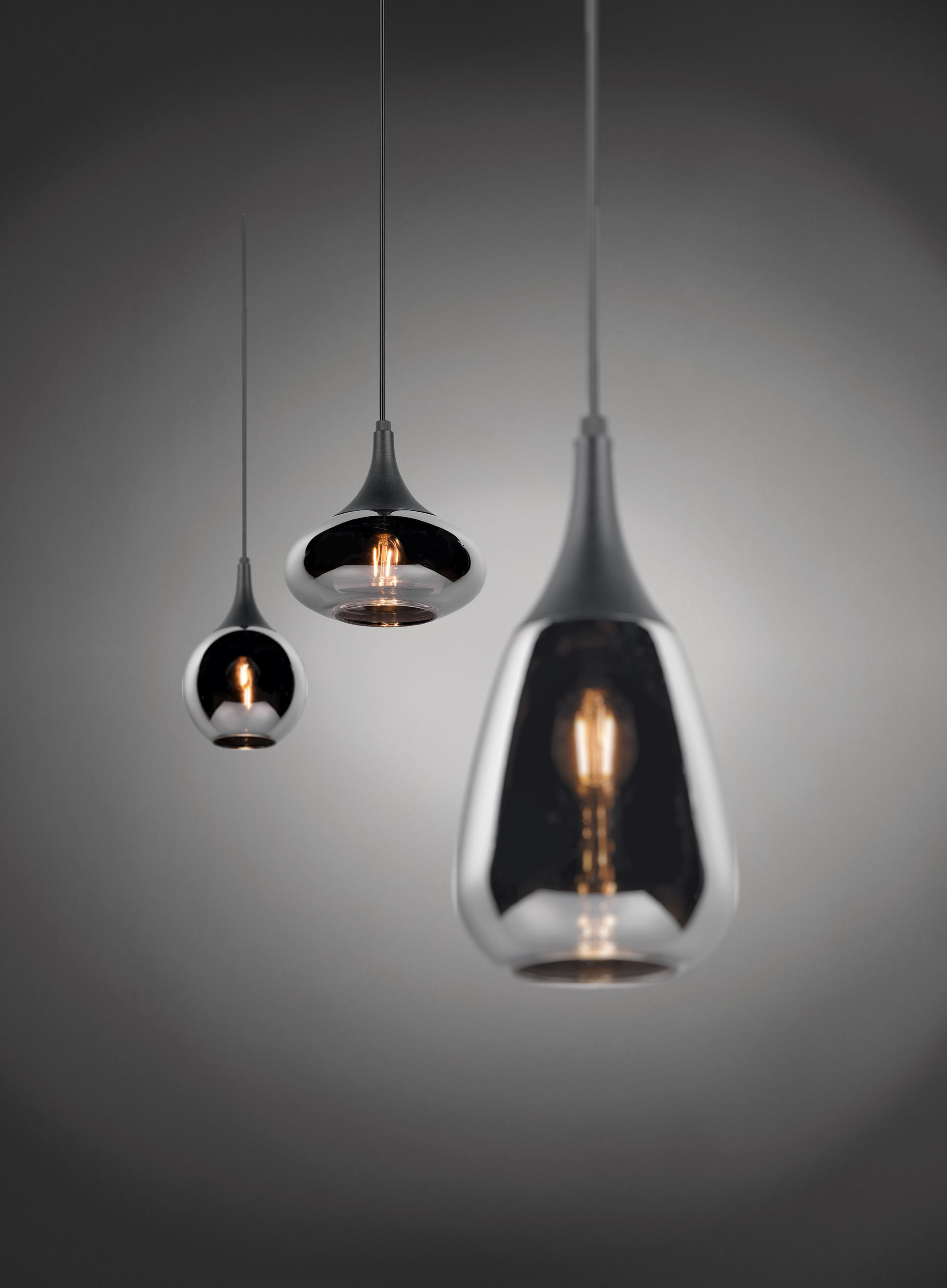 HÄNGELEUCHTE Lumina 68,8/19,5/150 cm   - Chromfarben/Schwarz, MODERN, Glas/Metall (68,8/19,5/150cm) - Trio Leuchten