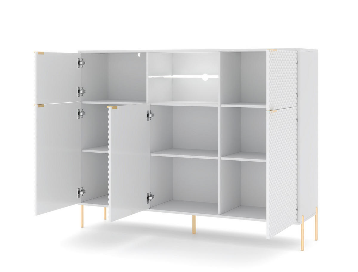 SIDEBOARD  in 154/125,9/42 cm  - Goldfarben/Weiß, Design, Glas/Holzwerkstoff (154/125,9/42cm) - MID.YOU