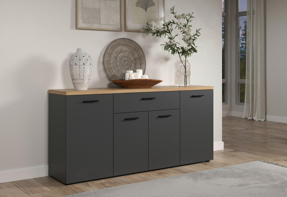 SIDEBOARD BAGGIO WO 180/85/40 cm 1 Schublade(n)  - Eichefarben/Anthrazit, Design, Holzwerkstoff/Kunststoff (180/85/40cm) - MID.YOU