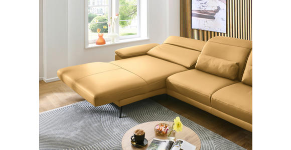 ECKSOFA in Echtleder Gelb  - Gelb/Schwarz, Design, Leder/Metall (193/332cm) - Dieter Knoll