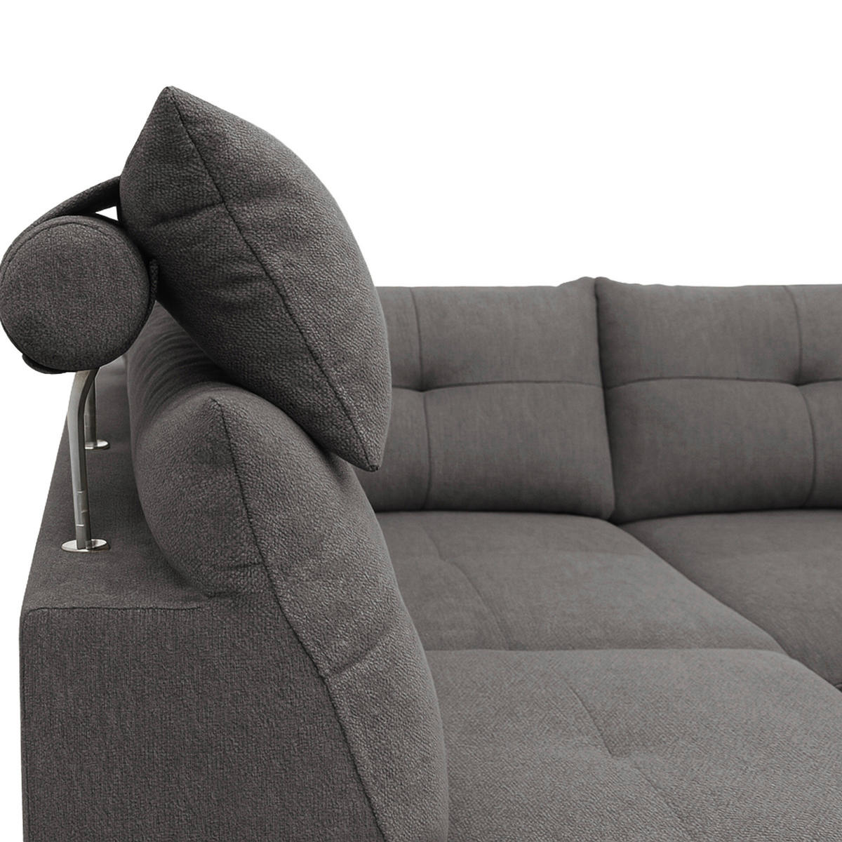 ECKSOFA SOLEI in Chenille Dunkelgrau  203/265 cm  - Dunkelgrau/Schwarz, Design, Kunststoff/Textil (203/265cm) - MID.YOU