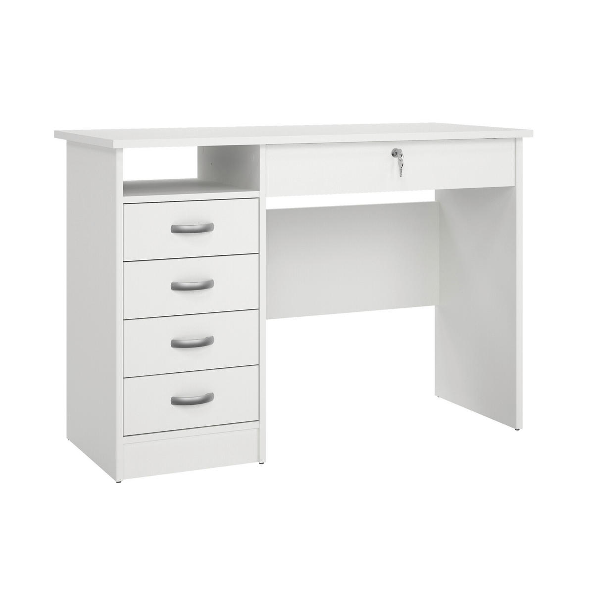 SCHREIBTISCH 109,3/48,5/75,6 cm  in Weiß  - Silberfarben/Weiß, MODERN, Holzwerkstoff/Kunststoff (109,3/48,5/75,6cm) - MID.YOU