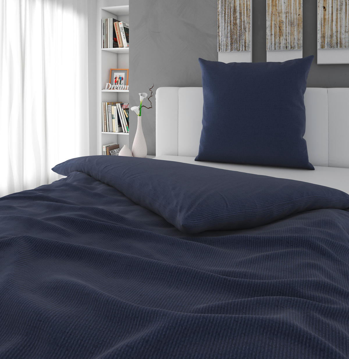 BETTWÄSCHE 155/220 cm  - Dunkelblau, Textil (155/220cm) - Bio:Vio