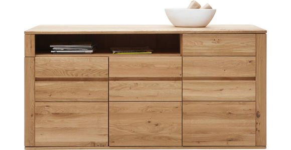 SIDEBOARD Wildeiche massiv geölt Eichefarben - Eichefarben/Schwarz, Design, Holz/Kunststoff (172/86/47cm) - Valnatura