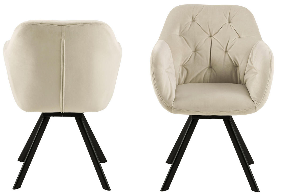 STOL MED ARMSTÖD  tygutbud, modellutbud, automatisk funktion för återhämtning sammet  - sandfärgad/svart, Design, metall/textil (57,5/81,5/61,5cm) - Best Price