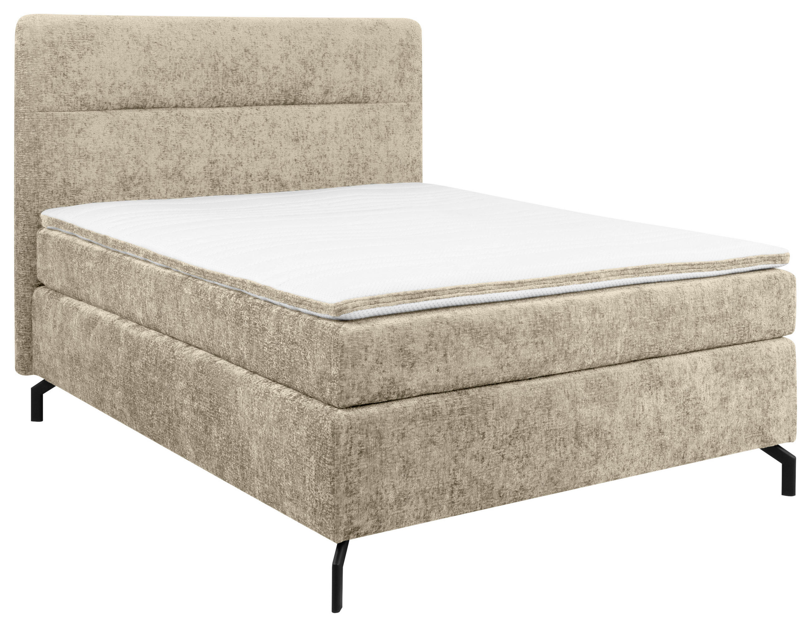 BOXSPRINGBETT 140/200 cm  in Hellbraun  - Hellbraun/Schwarz, Design, Textil/Metall (140/200cm) - Esposa