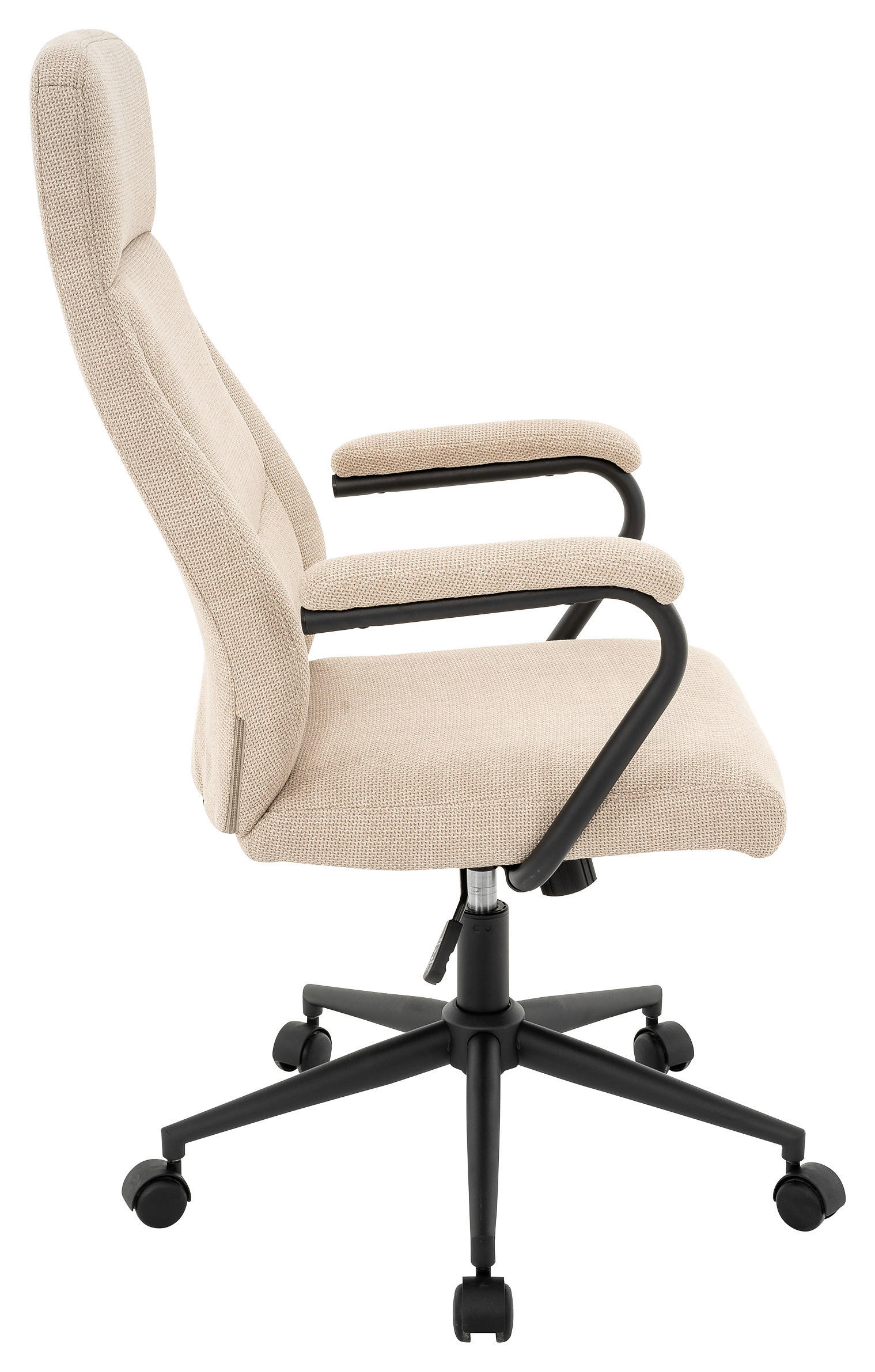 CHEFSESSEL Webstoff Creme, Schwarz  - Creme/Schwarz, MODERN, Kunststoff/Textil (60/106-114/65cm) - MID.YOU