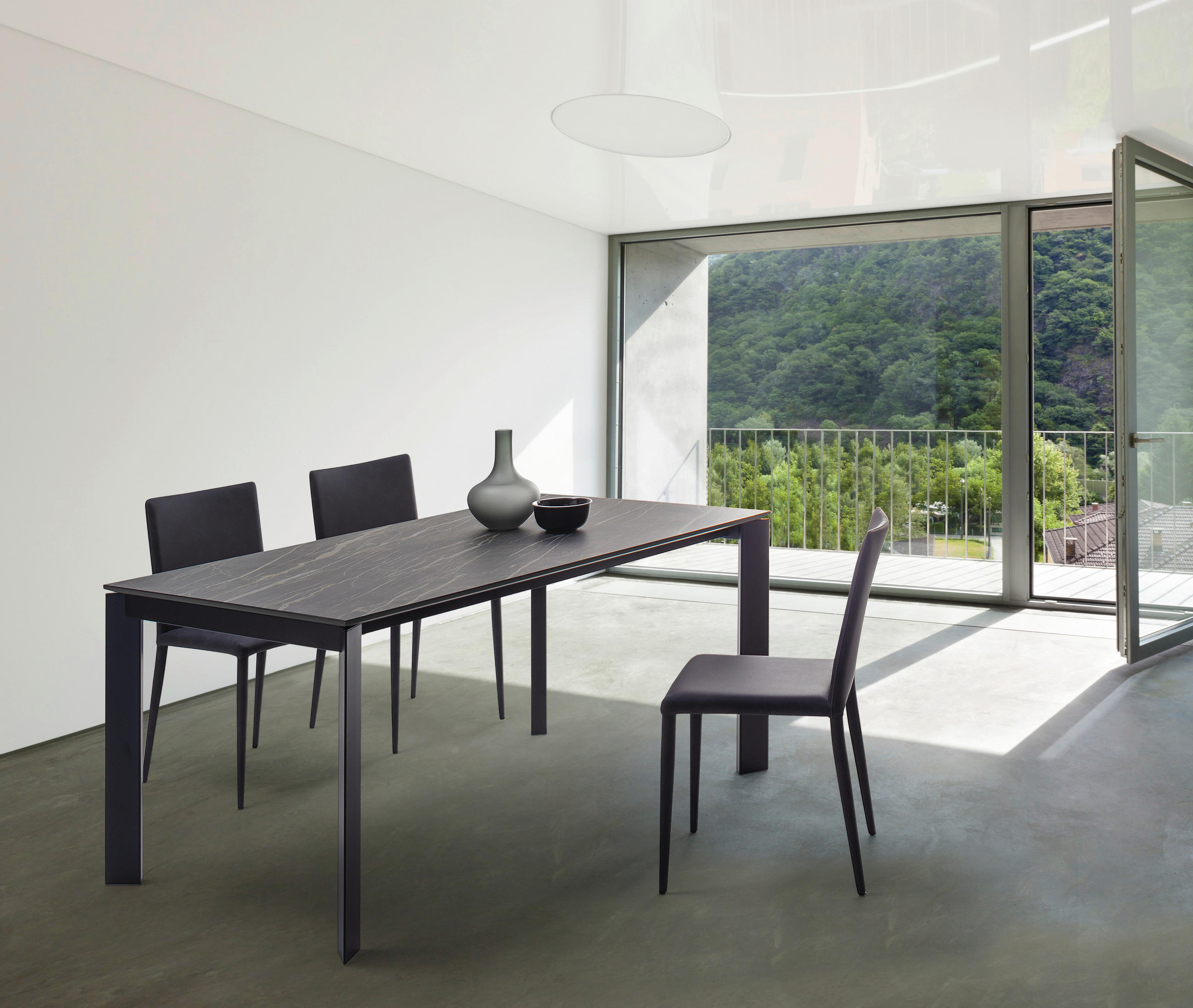 ESSTISCH in Metall, Keramik 160-250/90/75 cm  - Schwarz/Grau, Design, Keramik/Metall (160-250/90/75cm) - Novel