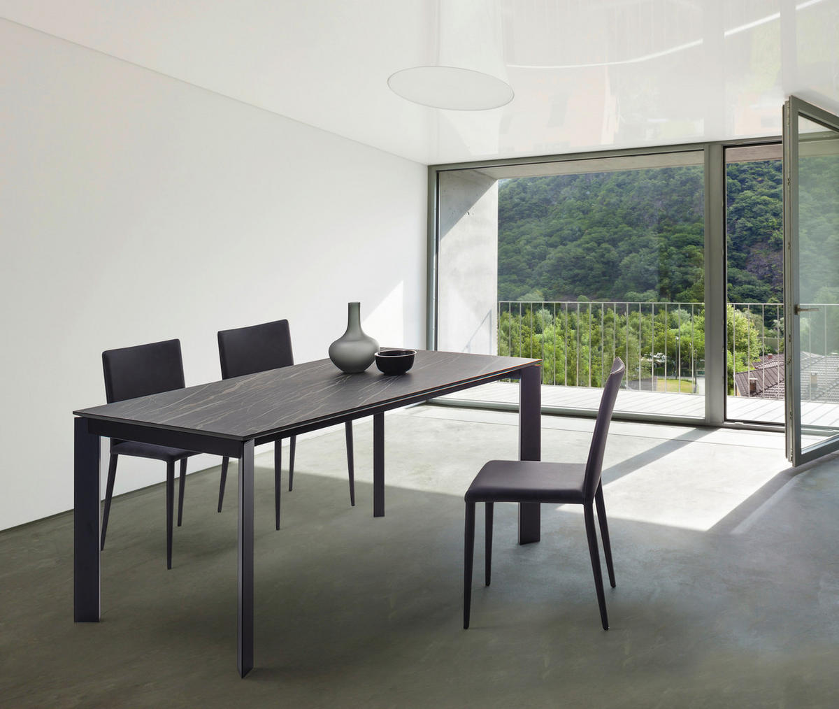 ESSTISCH in Metall, Keramik 160-250/90/75 cm  - Schwarz/Grau, Design, Keramik/Metall (160-250/90/75cm) - Novel