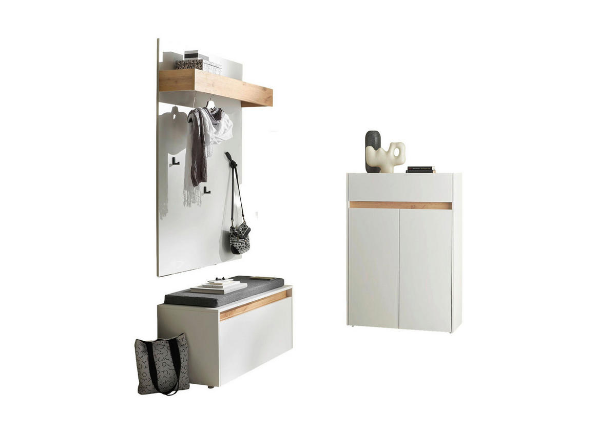 GARDEROBE 4-teilig  in 185/200/40 cm  - Eiche Wotan/Weiß, Design, Holzwerkstoff/Textil (185/200/40cm) - Modante