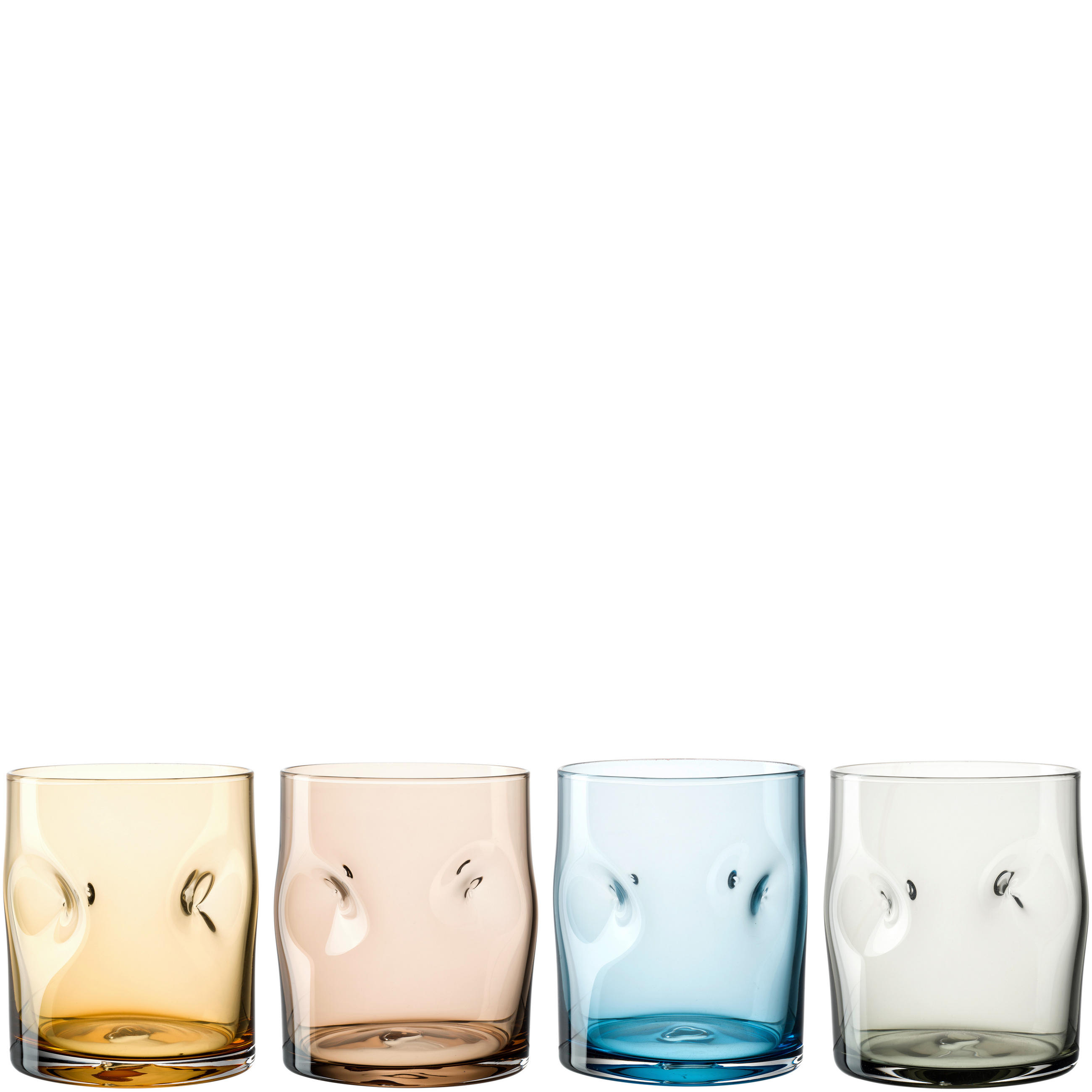 GLÄSERSET VESUVIO 4-teilig  - Blau/Gelb, Design, Glas (7,5/9/7,5cm) - Leonardo