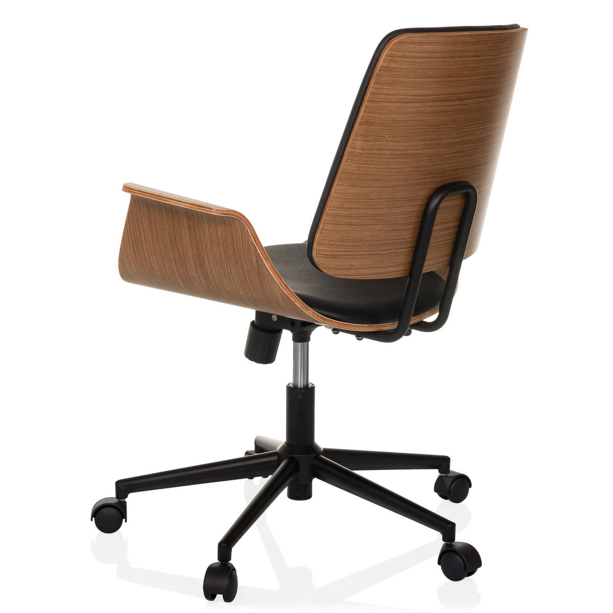 DREHSTUHL Schwarz  - Schwarz/Braun, MODERN, Leder/Holz (68/92/63,5cm) - MID.YOU