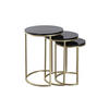 SATZTISCH in Metall, Stein  - Goldfarben/Schwarz, Trend, Stein/Metall - Kayoom