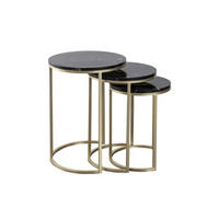 SATZTISCH in Metall, Stein  - Goldfarben/Schwarz, Trend, Stein/Metall - Kayoom