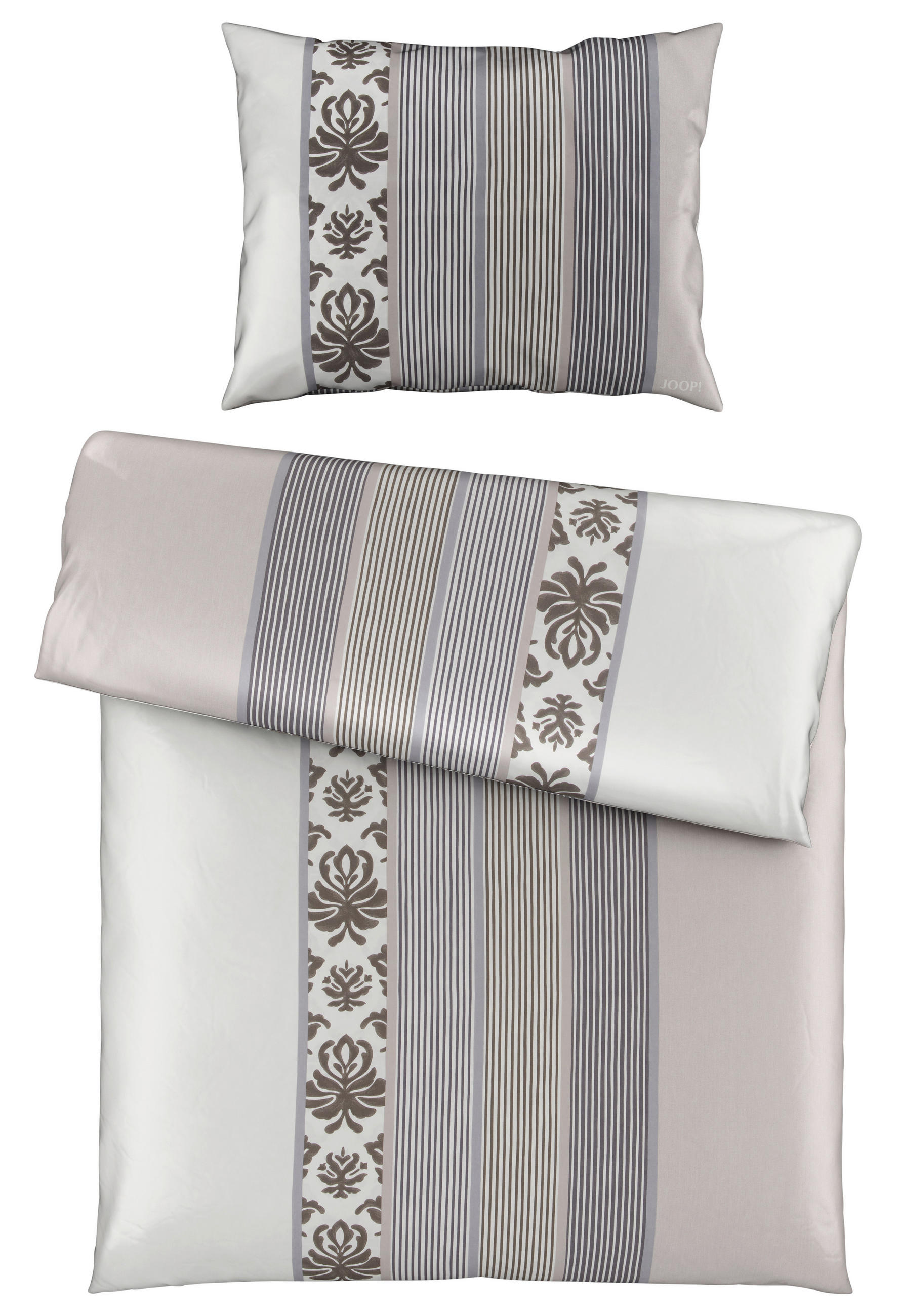 BETTWÄSCHE Ornament Stripe Makosatin 140/200 cm  - Beige/Graphitfarben, Design, Naturmaterialien/Textil (140/200cm) - Joop!