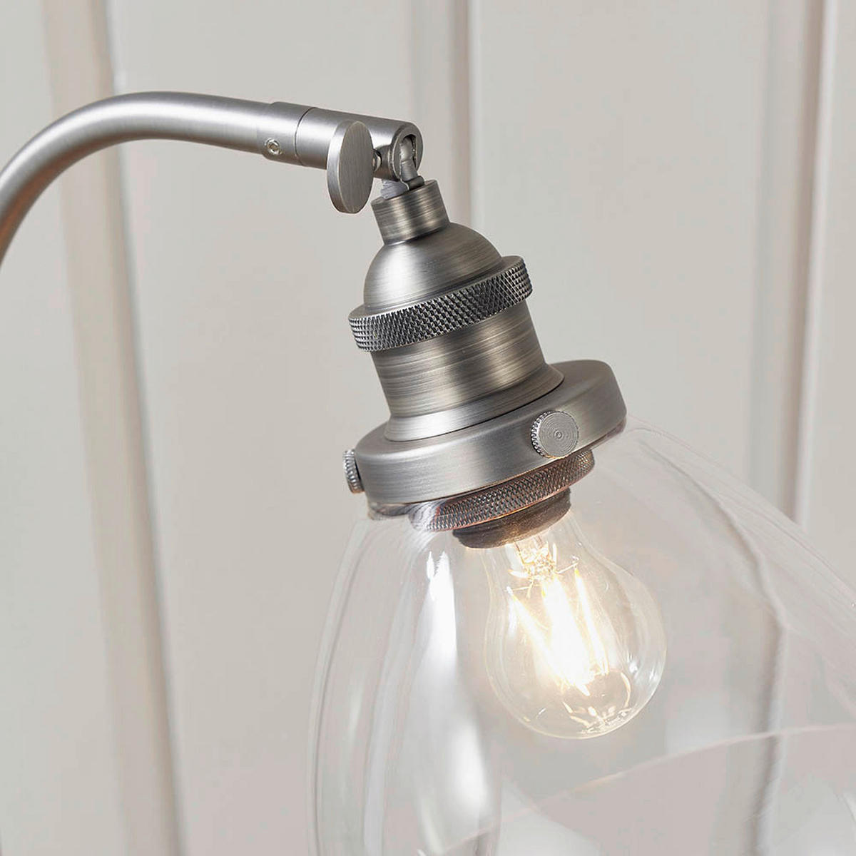 TISCHLEUCHTE 15/53 cm   - Klar/Grau, KONVENTIONELL, Glas/Metall (15/53cm)
