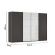 SCHWEBETÜRENSCHRANK 316/223/68 cm 4-türig Graphitfarben, Weiß  - Chromfarben/Graphitfarben, KONVENTIONELL, Glas/Holzwerkstoff (316/223/68cm) - Novel