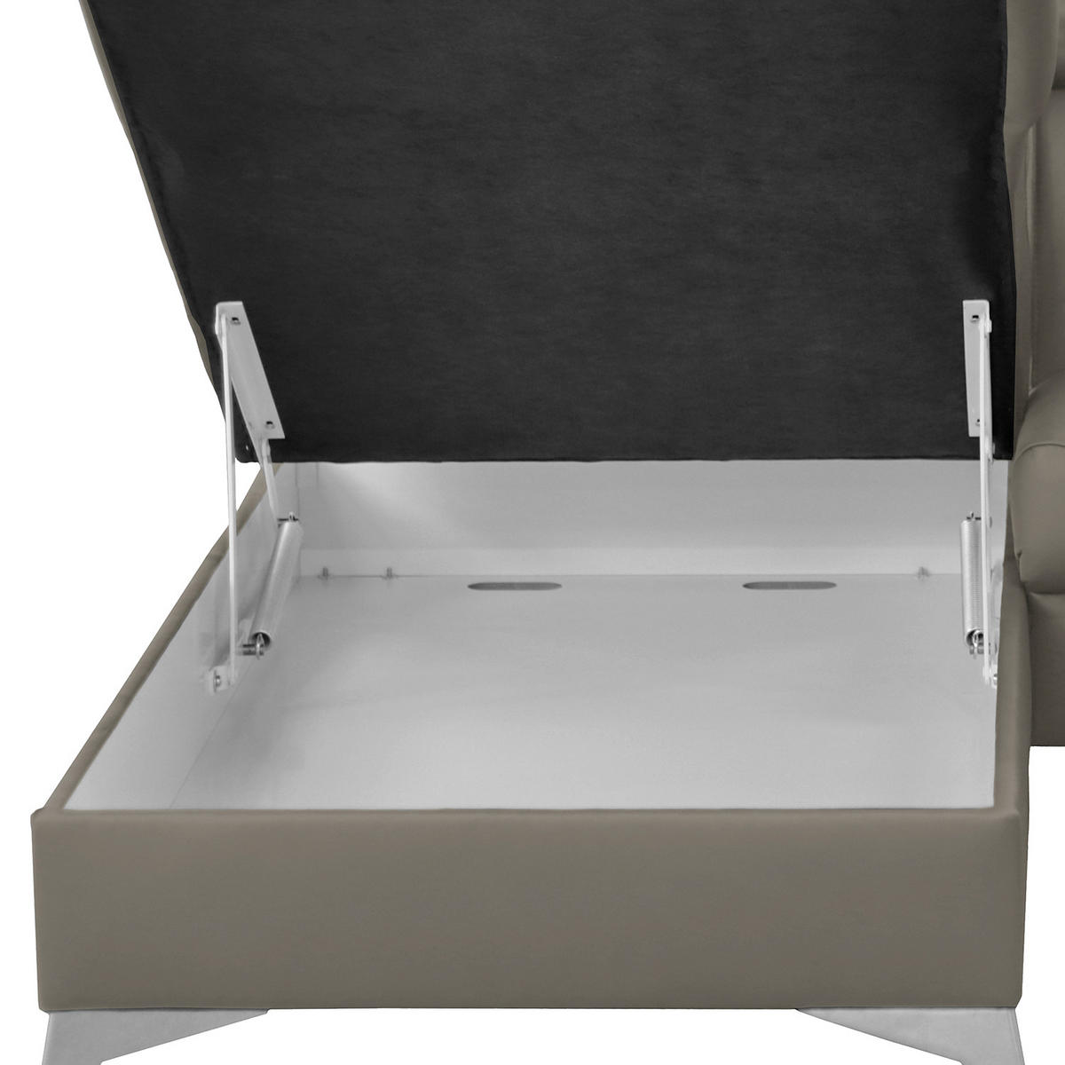 ECKSOFA Schlammfarben Echtleder Lederlook  - Chromfarben/Schlammfarben, Design, Leder/Textil (197/257cm) - Livetastic