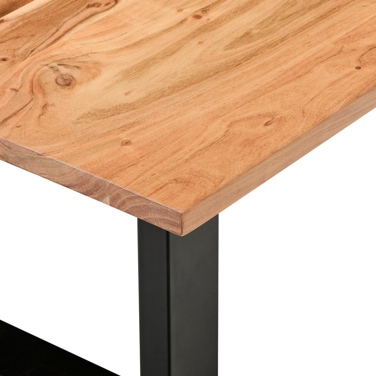 COUCHTISCH Akazie Hartholz rechteckig Schwarz, Akaziefarben  - Schwarz/Akaziefarben, Natur, Holz/Metall (115/75/45cm) - Livetastic
