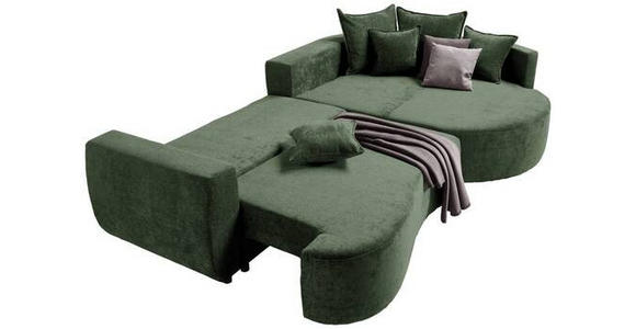 ECKSOFA Dunkelgrün Chenille  - Dunkelgrün/Schwarz, Design, Kunststoff/Textil (307/194cm) - Carryhome