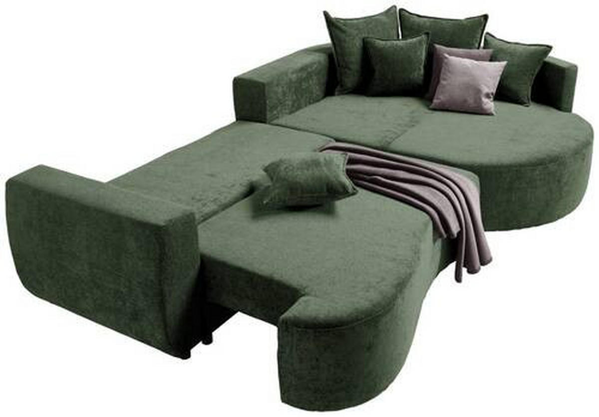 ECKSOFA in Chenille Dunkelgrün  307/194 cm  - Dunkelgrün/Schwarz, Design, Kunststoff/Textil (307/194cm) - Carryhome