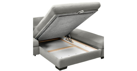 ECKSOFA  in Flachgewebe Hellgrau  204/341 cm  - Hellgrau/Schwarz, Design, Textil/Metall (204/341cm) - Xora