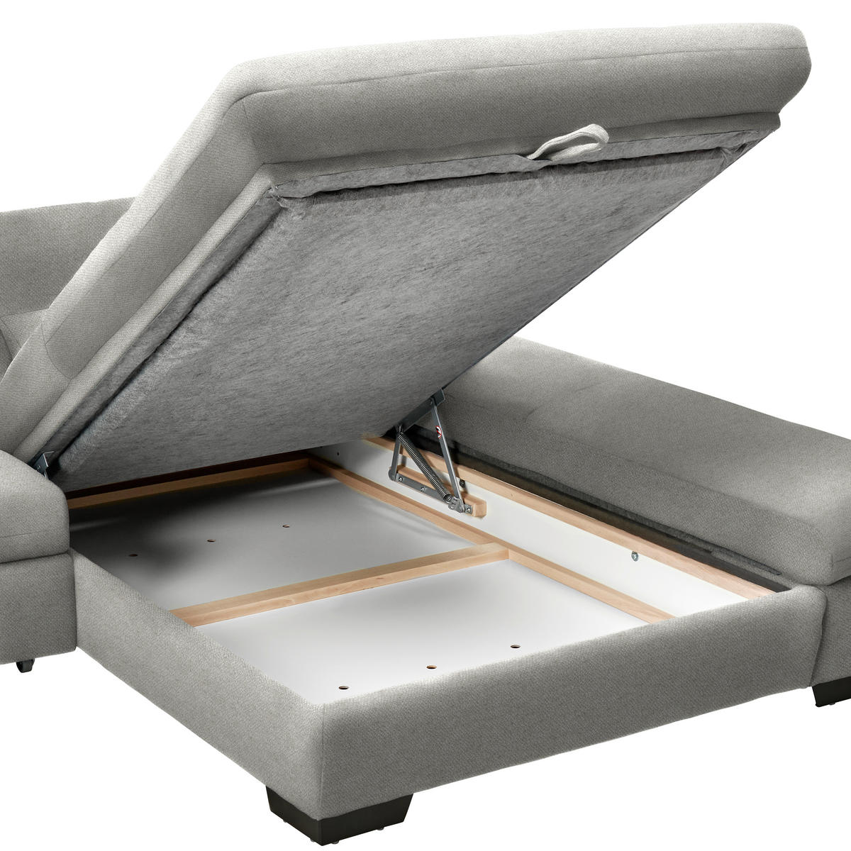 ECKSOFA Flachgewebe Hellgrau  - Hellgrau/Schwarz, Design, Textil/Metall (204/341cm) - Xora