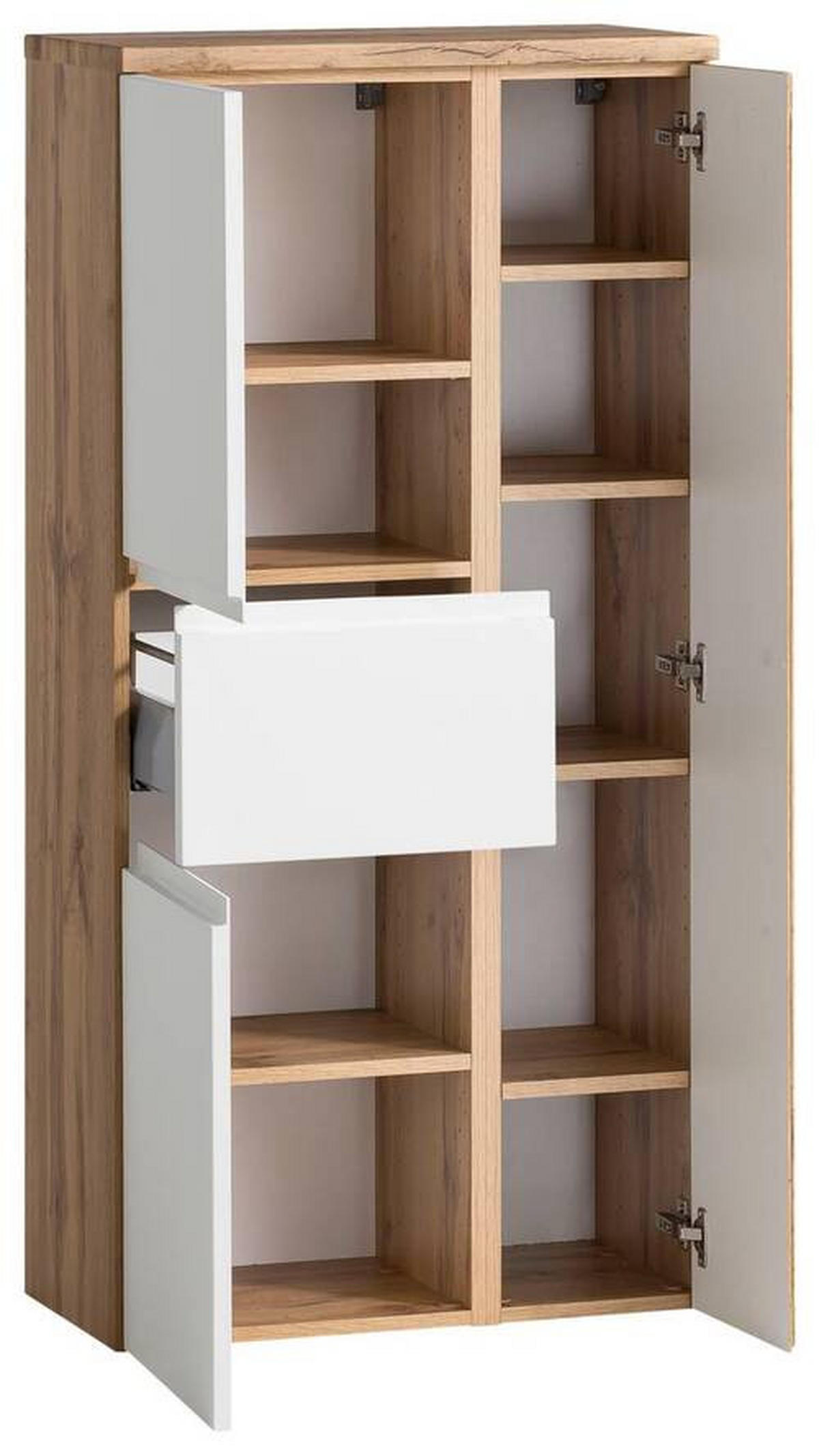 MIDISCHRANK 65/130/35 cm  - Weiss/Eiche Wotan, Modern, Holzwerkstoff/Kunststoff (65/130/35cm) - Held