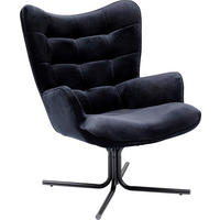 SESSEL Samt Schwarz    - Schwarz, Design, Textil/Metall (82/95/73cm) - Kare-Design