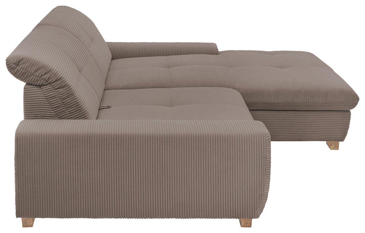 ECKSOFA Greige Cord  - Greige/Eichefarben, Design, Holz/Textil (276/198cm) - SetOne by Musterring