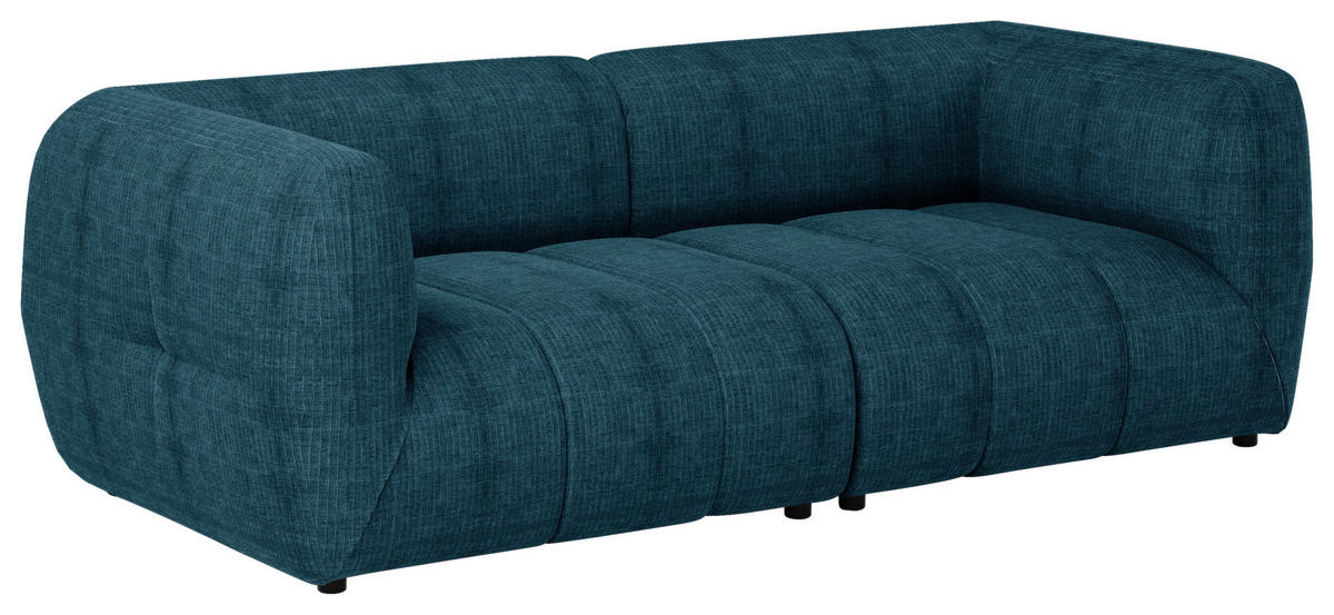SOFA in Struktur Petrol  - Petrol/Schwarz, Design, Holz/Textil (240/80/95cm) - MID.YOU