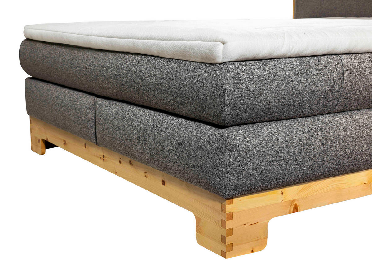 BOXSPRINGBETT 160/200 cm  in Zirbelkieferfarben, Hellgrau  - Zirbelkieferfarben/Hellgrau, Natur, Holz/Textil (160/200cm) - Linea Natura