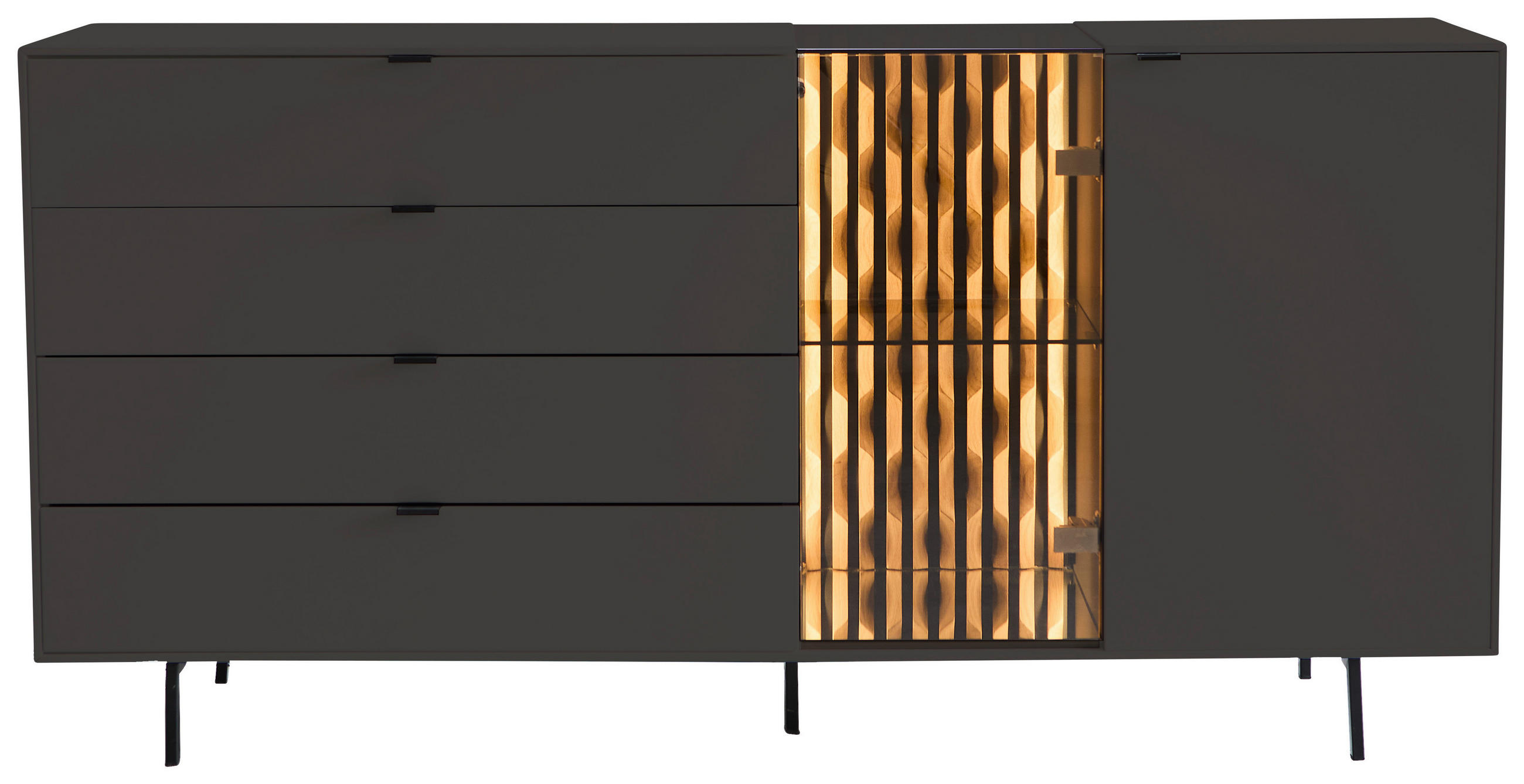 SIDEBOARD Anthrazit, Eichefarben  173/86/42 cm  - Eichefarben/Anthrazit, Design, Glas/Holz (173/86/42cm) - Moderano