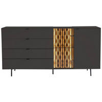 SIDEBOARD Anthrazit, Eichefarben  173/86/42 cm  - Eichefarben/Anthrazit, Design, Glas/Holz (173/86/42cm) - Moderano