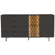 SIDEBOARD Anthrazit, Eichefarben  173/86/42 cm  - Eichefarben/Anthrazit, Design, Glas/Holz (173/86/42cm) - Moderano
