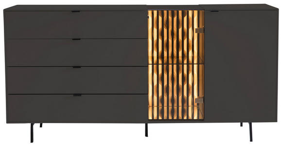 SIDEBOARD Anthrazit, Eichefarben  173/86/42 cm  - Eichefarben/Anthrazit, Design, Glas/Holz (173/86/42cm) - Moderano
