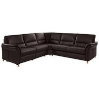 ECKSOFA in Echtleder Dunkelbraun  - Eichefarben/Dunkelbraun, Konventionell, Leder/Holz (262/262cm) - Beldomo Premium
