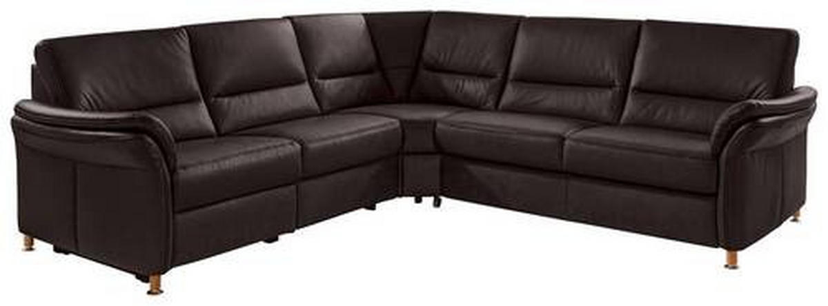 ECKSOFA in Echtleder Dunkelbraun  - Eichefarben/Dunkelbraun, Konventionell, Leder/Holz (262/262cm) - Beldomo Premium