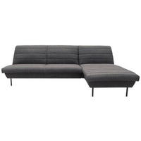 ECKSOFA Looks IX Blaugrau Webstoff  - Blaugrau/Schwarz, Design, Textil/Metall (274/168cm) - LOOKS by W.Joop