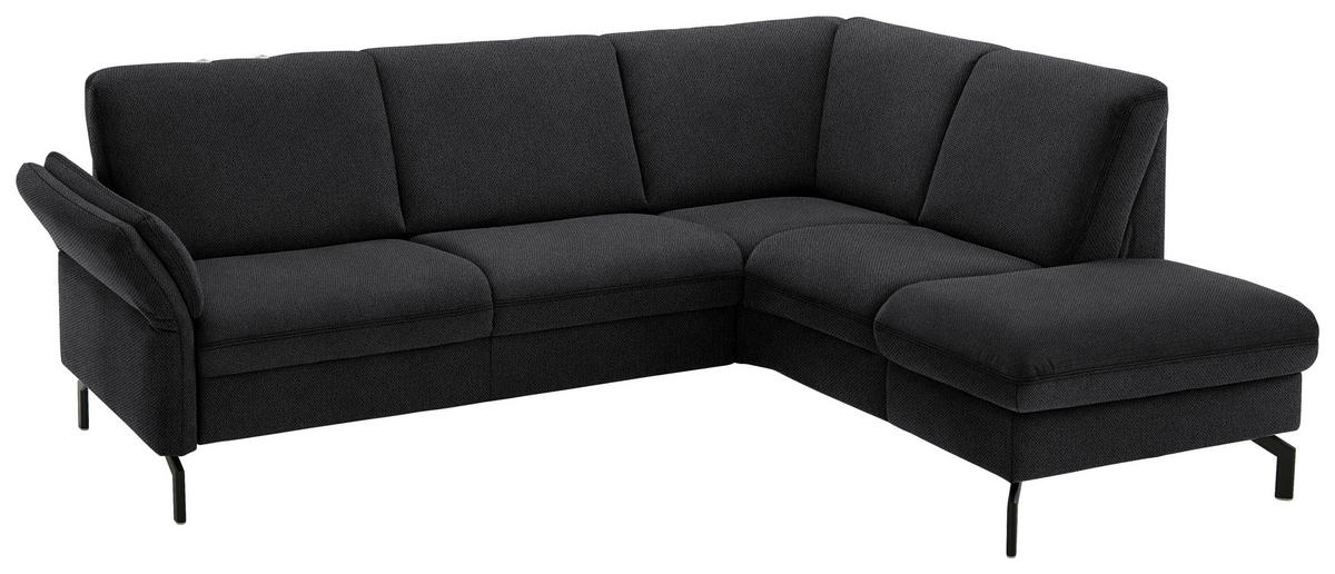 ECKSOFA Flachgewebe Schwarz  - Schwarz, Konventionell, Textil/Metall (241/190cm) - Beldomo Comfort