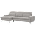 ECKSOFA in Flachgewebe Ecru  - Ecru/Schwarz, LIFESTYLE, Textil/Metall (180/310cm) - Valnatura