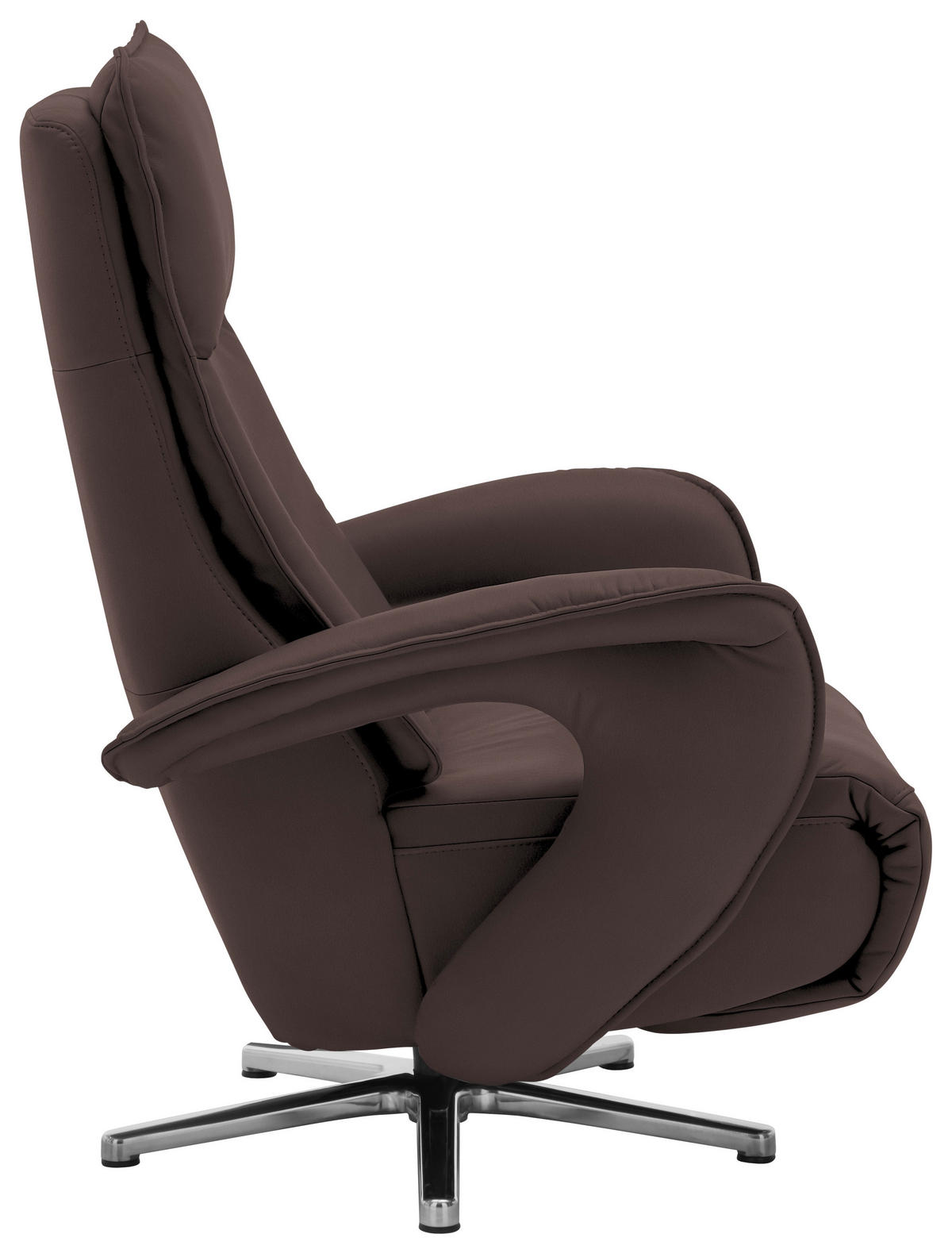 RELAXSESSEL in Leder Braun  - Chromfarben/Braun, Design, Leder/Metall (77/110/87cm) - Valdera