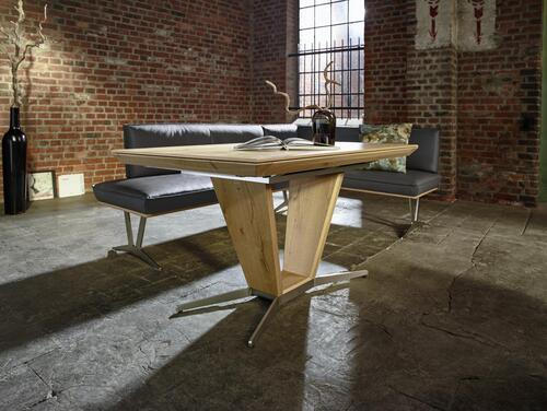 ROHOVÁ LAVICE, divoký dub, jílová barva, barvy dubu, barvy niklu - barvy dubu/jílová barva, Design, kov/dřevo (237/162cm) - Ambiente