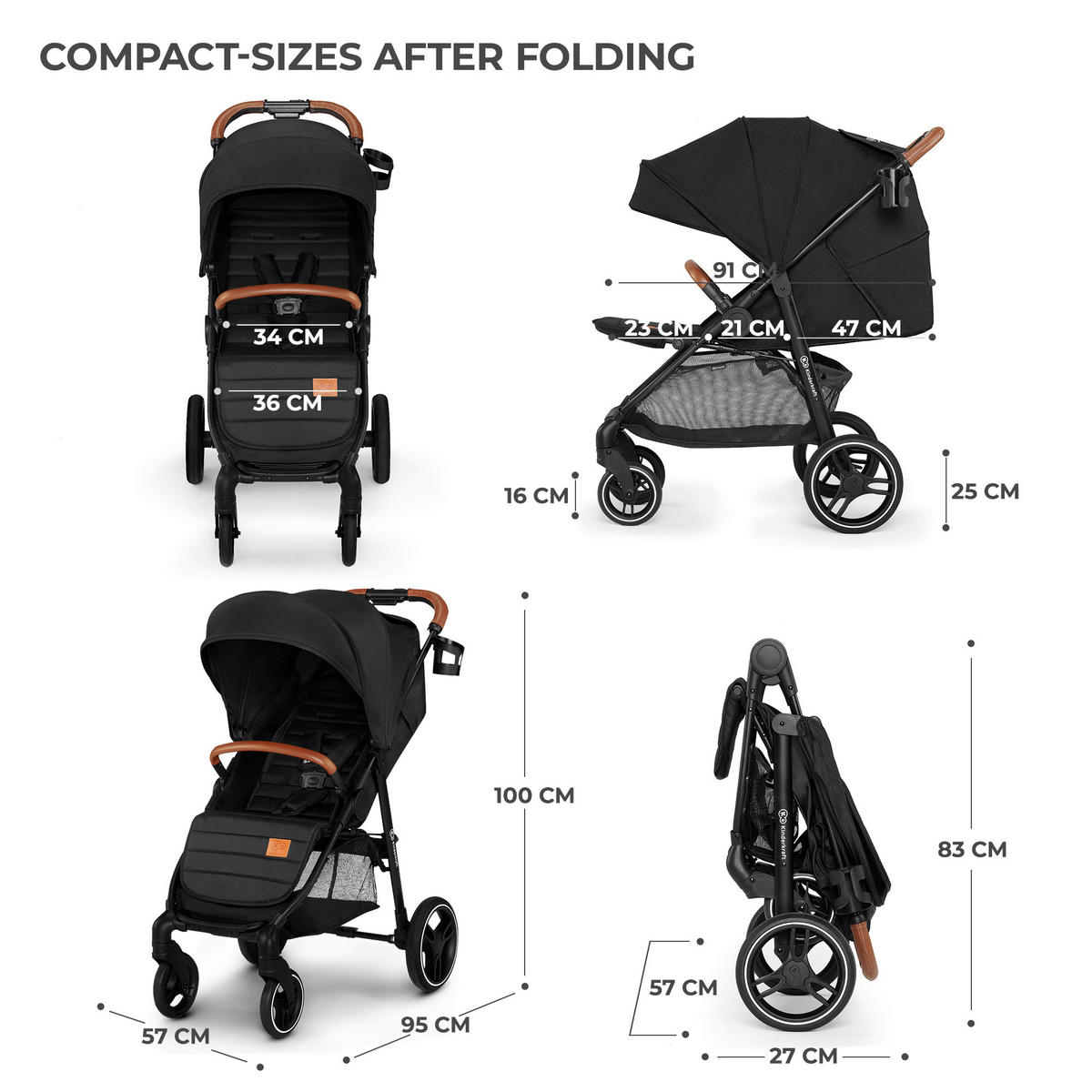BUGGY Grande Plus  - Schwarz, Basics, Metall (57/106/95cm) - Kinderkraft