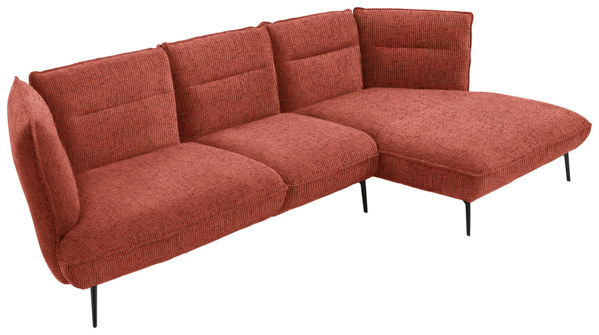 ECKSOFA in Flachgewebe Kupferfarben  - Schwarz/Kupferfarben, Design, Textil/Metall (339/153cm) - Moderano