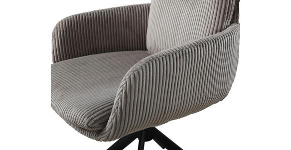 ARMLEHNSTUHL in Eisen Cord - Taupe/Schwarz, Design, Textil/Metall (63,5/88,5/66,5cm) - Novel