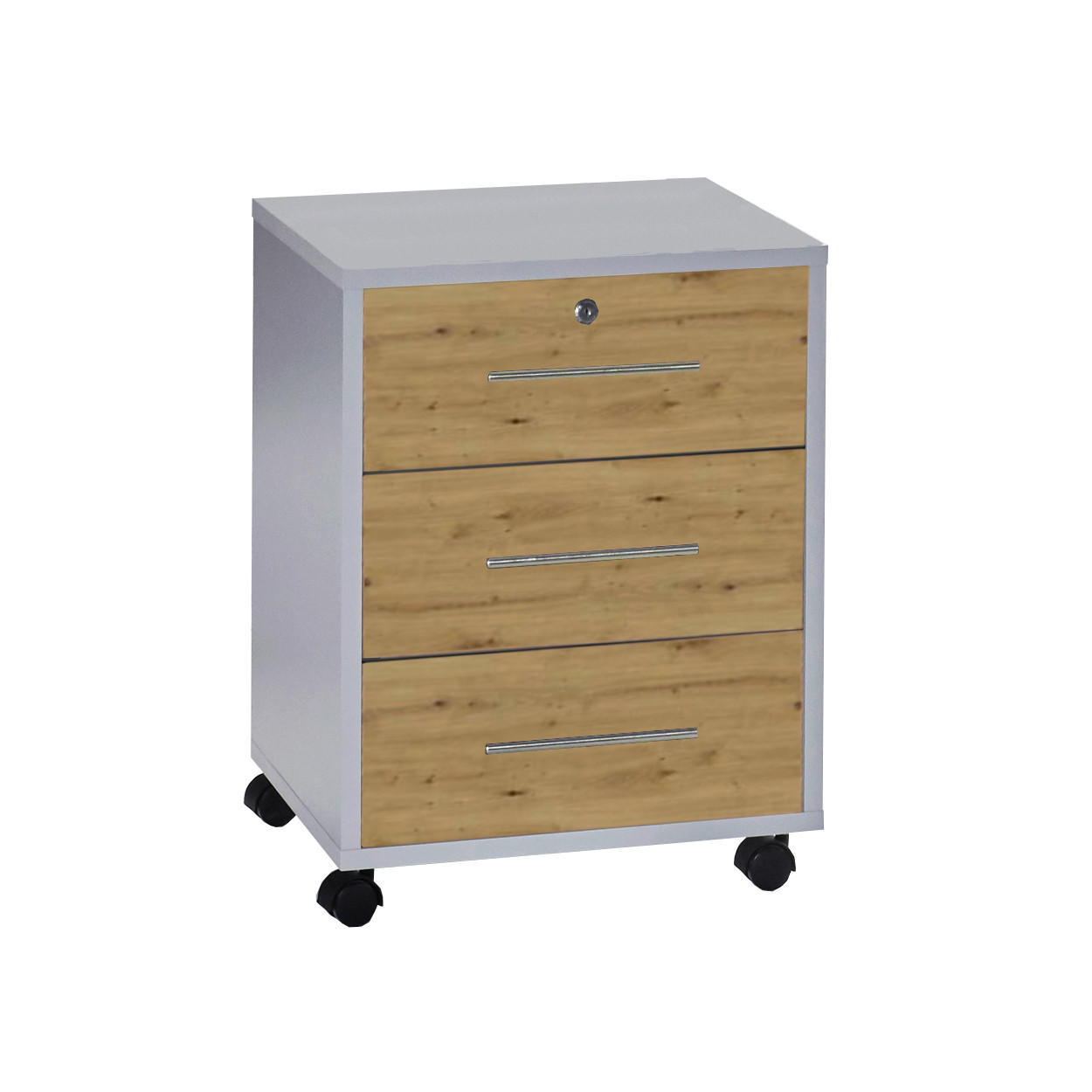 ROLLCONTAINER 44/58/40 cm  - Silberfarben/Hellgrau, LIFESTYLE, Holzwerkstoff/Metall (44/58/40cm) - MID.YOU