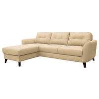 ECKSOFA Beige Echtleder Lederlook  - Beige/Buchefarben, Design, Leder/Holz (238/168cm) - Livetastic